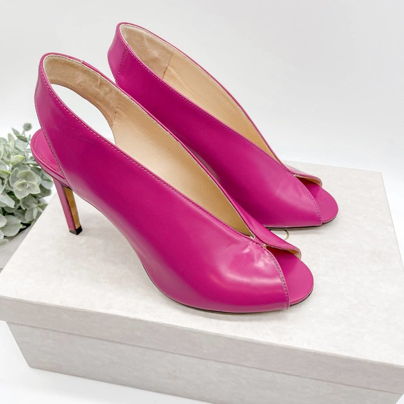Jimmy Choo Shoes - Jimmy Choo Heels Shar 85mm Pink Peep Toe Sling Back Shoes 37